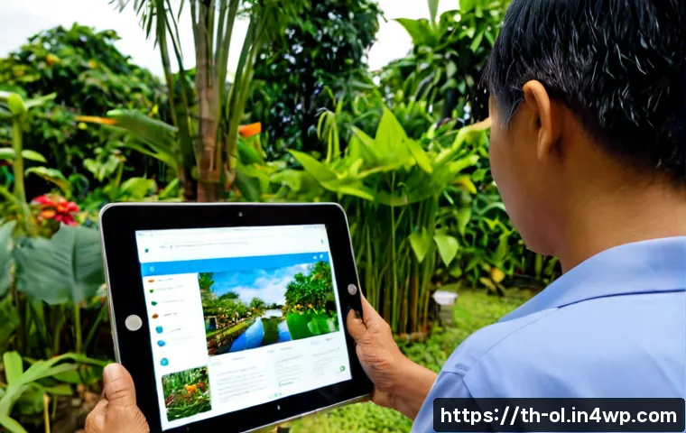 Home 29 생태적 인터페이스의 사용자 인터뷰 기법 - Photorealistic user interview in a bright Bangkok community garden, Thai UX researcher listening att...